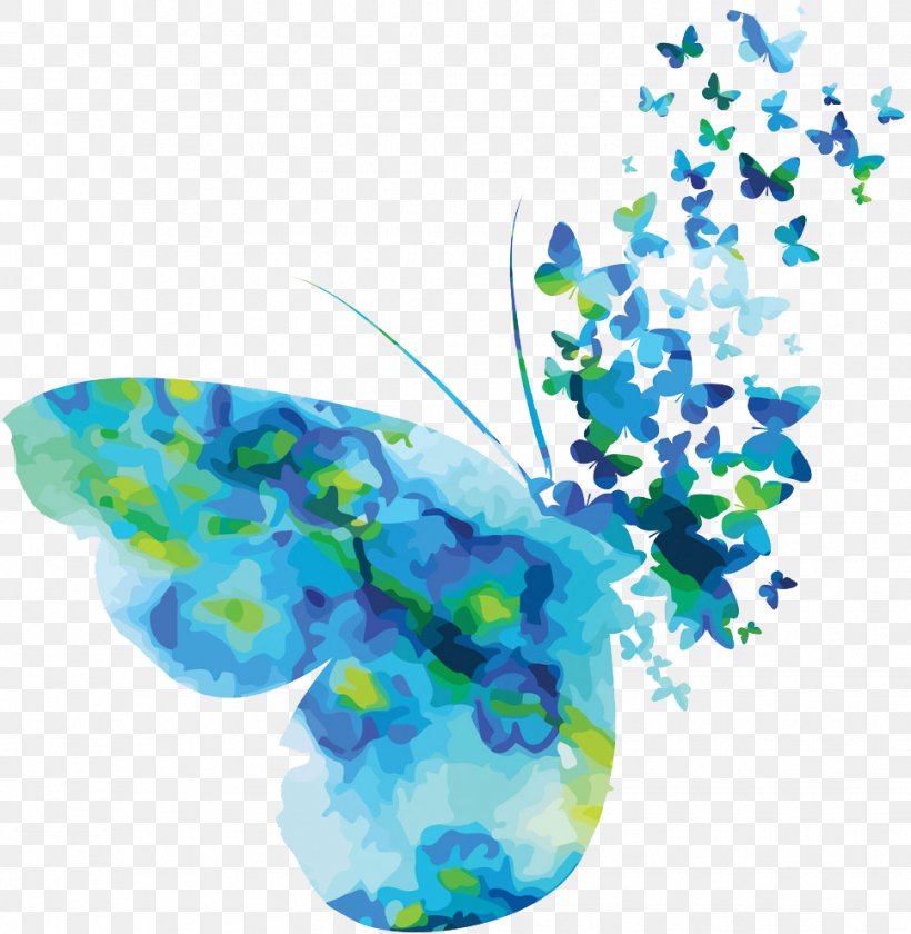 Butterfly Watercolor Painting Royalty-free, PNG, 968x992px, Butterfly, Aqua, Blue, Insect, Invertebrate Download Free