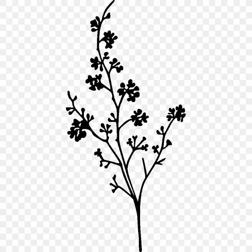 Sticker Branch Plant Stem Leaf, PNG, 1000x1000px, Sticker, Arabesque, Black, Black And White, Branch Download Free