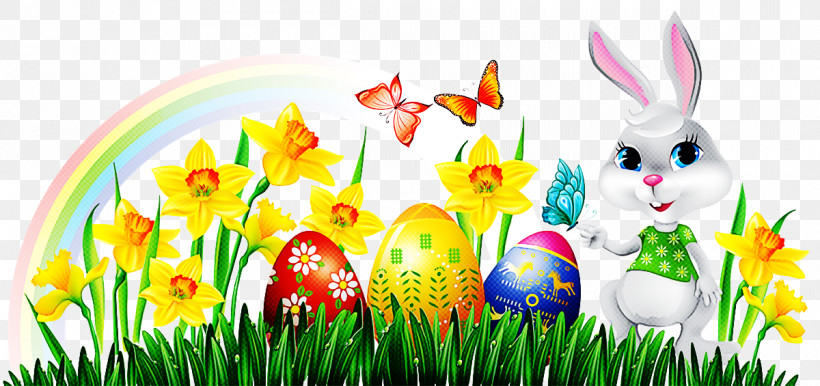 Easter Egg, PNG, 1200x565px, Easter Egg, Easter, Easter Bunny, Flower, Grass Download Free