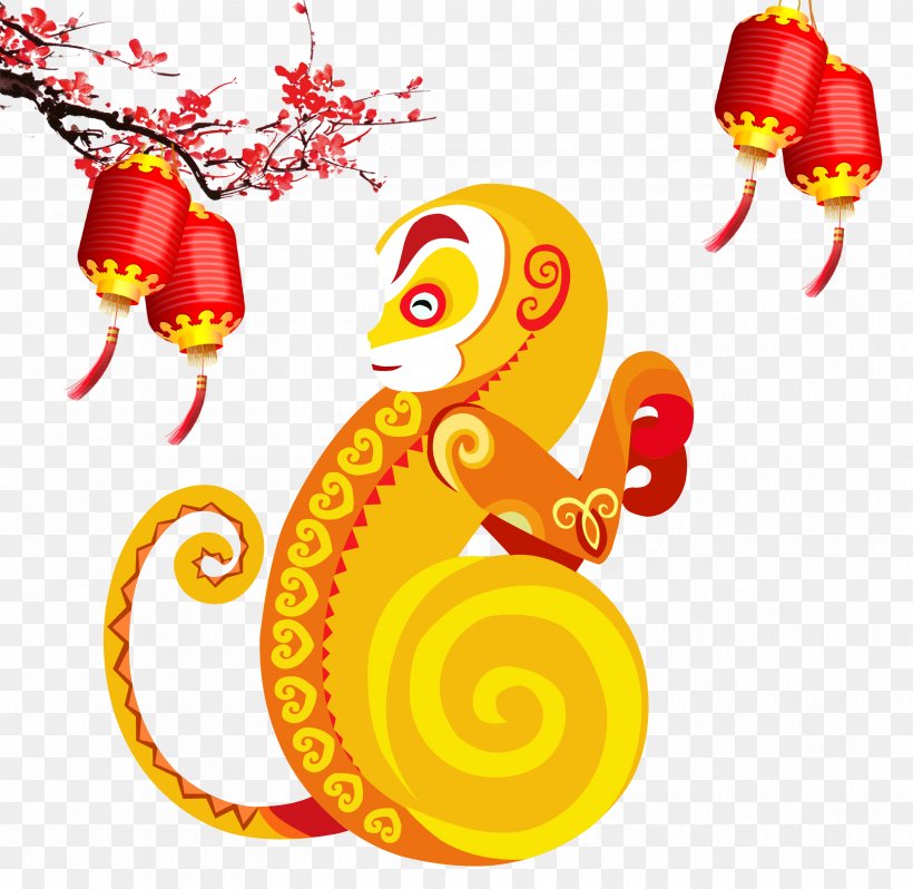 Poster Monkey Chinese New Year, PNG, 3333x3245px, Poster, Art, Chinese New Year, Food, Monkey Download Free