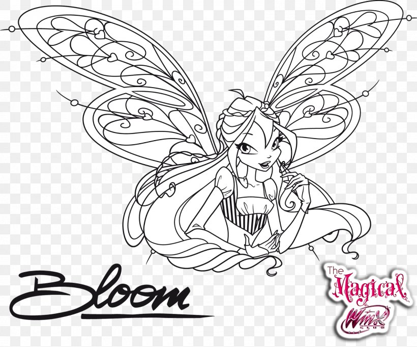 Bloom Musa Stella Flora Line Art, PNG, 1600x1330px, Bloom, Art, Artwork, Black And White, Butterfly Download Free