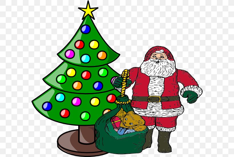 Santa Claus Christmas Tree Gift Clip Art, PNG, 600x550px, Santa Claus, Artwork, Christmas, Christmas Decoration, Christmas Ornament Download Free