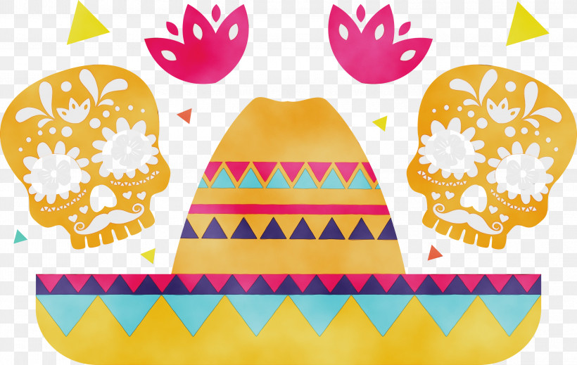 Party Hat, PNG, 2999x1900px, Watercolor, Hat, Line, Meter, Paint Download Free