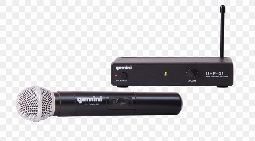 Wireless Microphone Audio Gemini Sound Products Ultra High Frequency, PNG, 3800x2103px, Microphone, Audio, Audio Equipment, Disc Jockey, Electronic Device Download Free