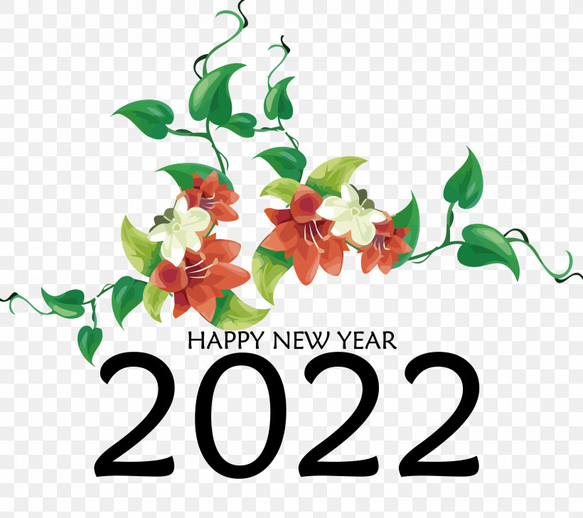 2022 Happy New Year 2022 New Year 2022, PNG, 3000x2670px, Cut Flowers, Branching, Floral Design, Flower, Leaf Download Free