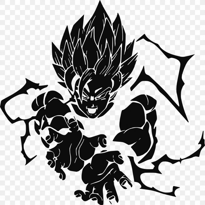 Goku Gohan Vegeta Super Saiya Decal, PNG, 1267x1265px, Goku, Art, Black, Black And White, Bumper Sticker Download Free