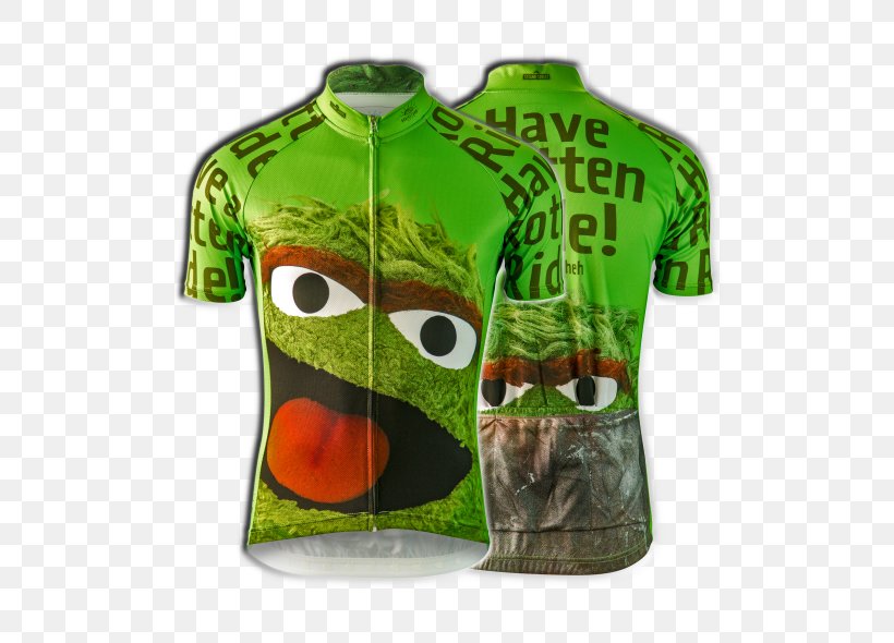 Oscar The Grouch Cycling Jersey T-shirt Cookie Monster, PNG, 594x590px, Oscar The Grouch, Active Shirt, Brand, Clothing, Cookie Monster Download Free