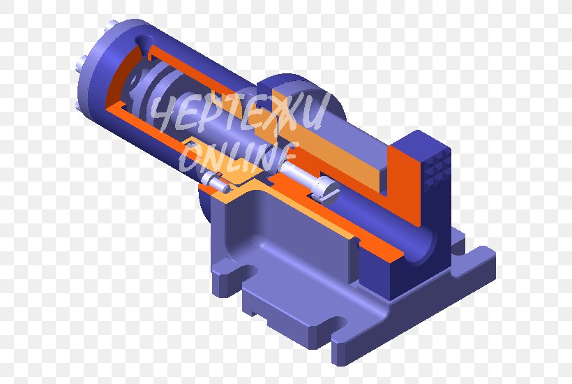Technical Drawing Hydraulic Machinery Machine Element Hydraulics КОМПАС, PNG, 650x550px, 3d Computer Graphics, Technical Drawing, Axonometry, Cross Section, Cylinder Download Free