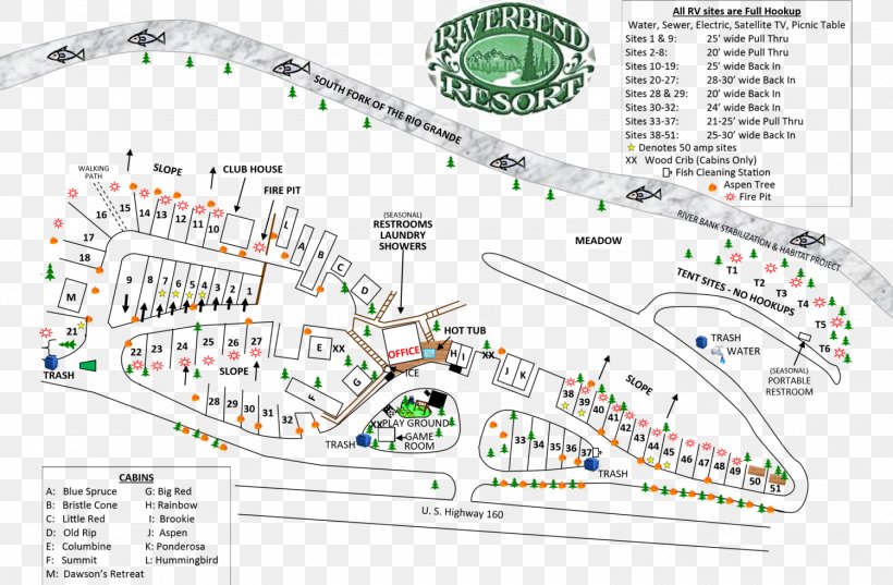 Riverbend Resort South Fork Business Map Caravan Park, PNG, 1500x983px, Business, Area, Campervans, Caravan Park, Colorado Download Free