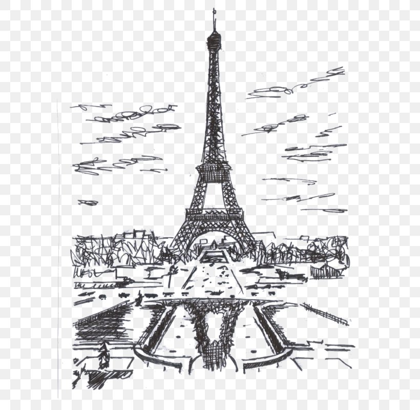 Eiffel Tower Drawing, PNG, 598x800px, Eiffel Tower, Architecture, Blackandwhite, Champ De Mars, Construction Of The Eiffel Tower Download Free