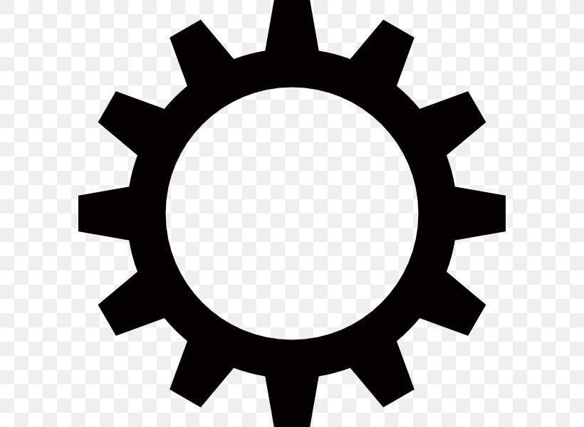 Gear Mechanical Engineering Sprocket Mechanics Clip Art, PNG, 600x600px, Gear, Artwork, Bevel Gear, Black And White, Engineering Download Free