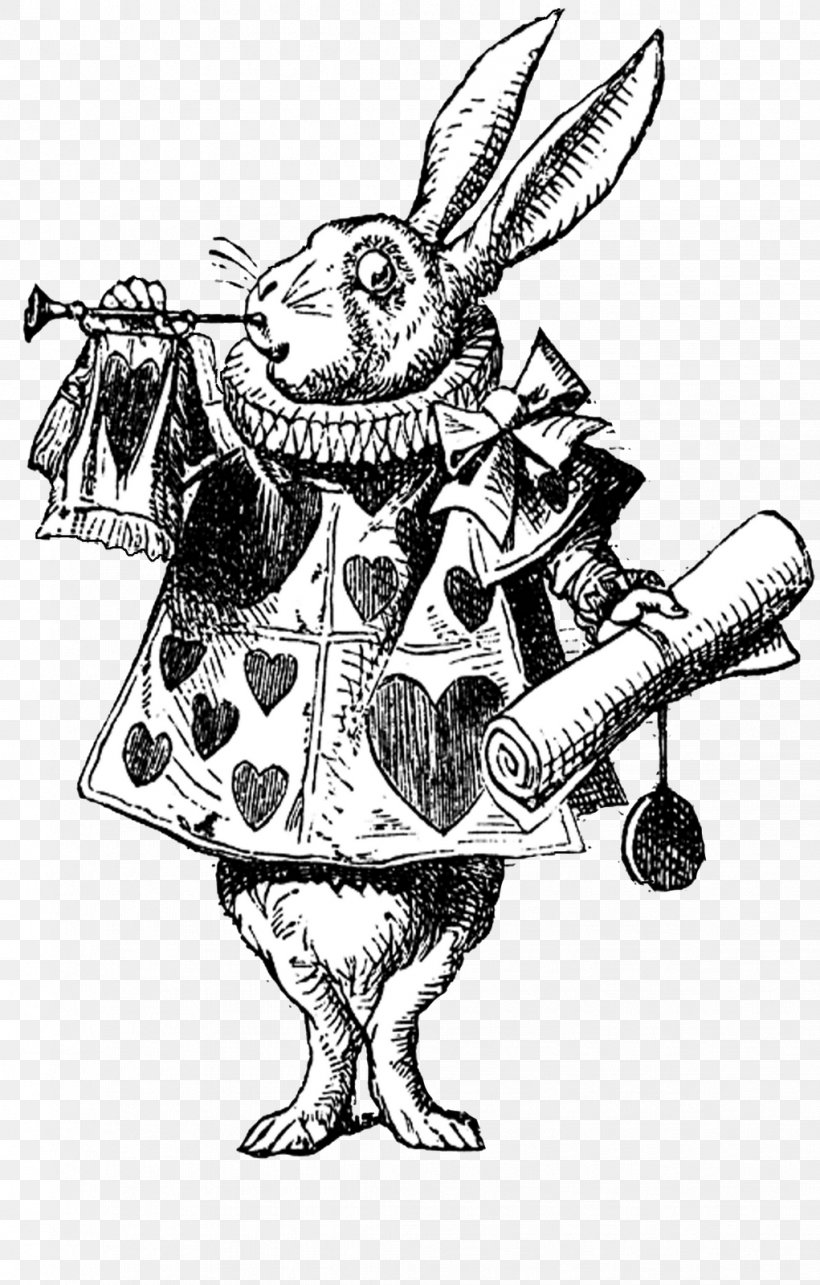 Alice's Adventures In Wonderland White Rabbit The Mad Hatter Clip Art, PNG, 1021x1600px, Alice S Adventures In Wonderland, Alice In Wonderland, Armour, Art, Black And White Download Free