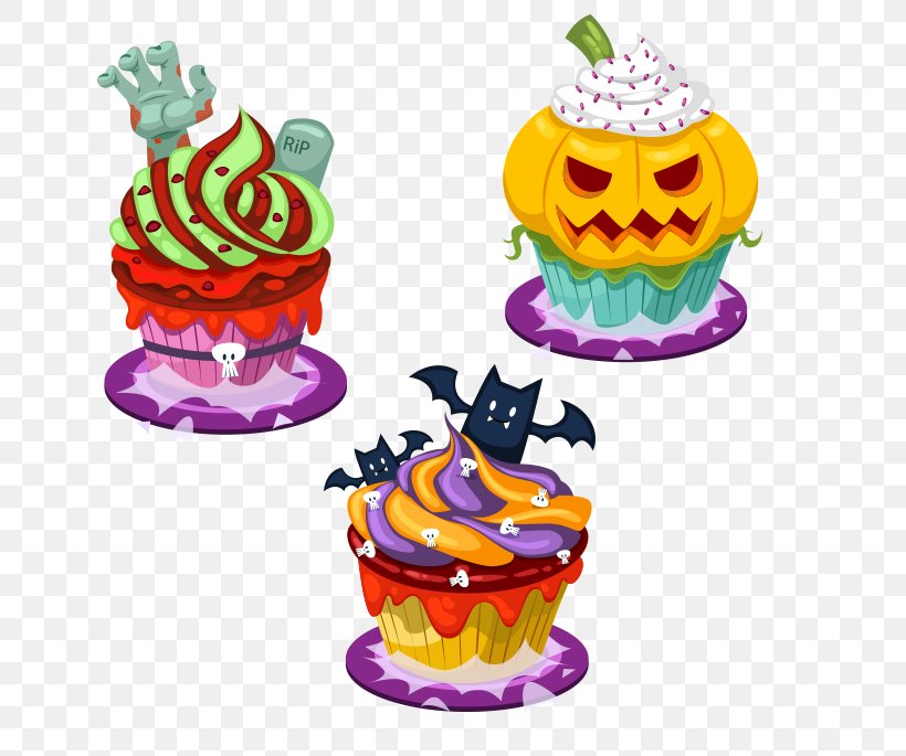 Cupcake Fruitcake Halloween Cartoon, PNG, 725x685px, Watercolor, Cartoon, Flower, Frame, Heart Download Free