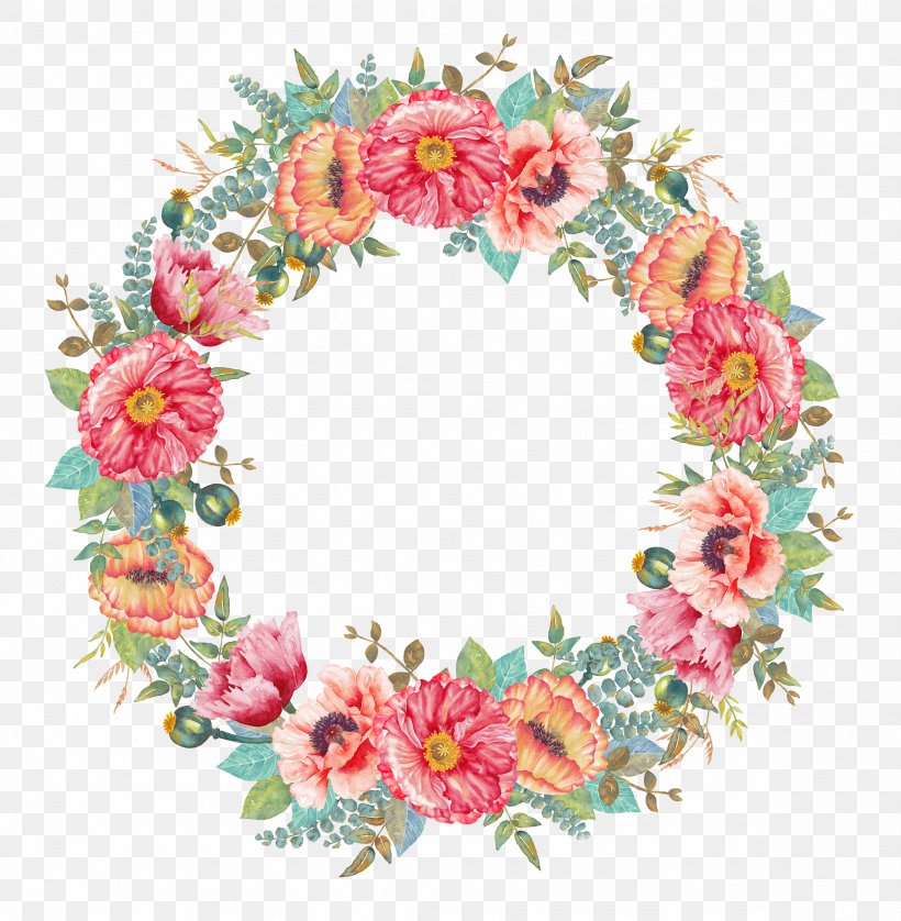 Flower Wreath Watercolor Painting, PNG, 2362x2416px, Flower, Artificial Flower, Cut Flowers, Decor, Floral Design Download Free