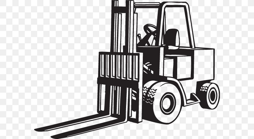Forklift Heavy Machinery Architectural Engineering Industry Clip Art, PNG, 600x450px, Forklift, Architectural Engineering, Black And White, Bucket, Cylinder Download Free