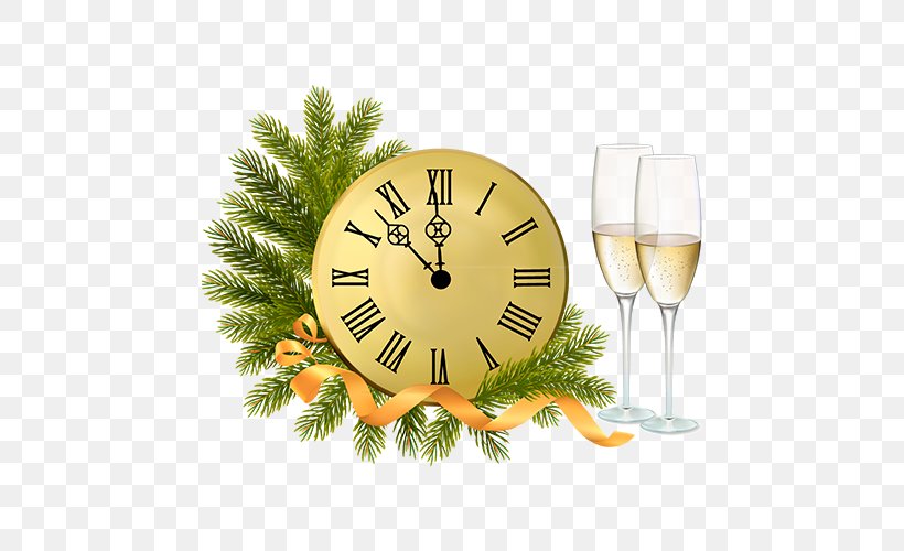 New Year's Eve New Year's Day Clip Art, PNG, 500x500px, New Year, Christmas, Christmas Ornament, Clock, Greeting Note Cards Download Free