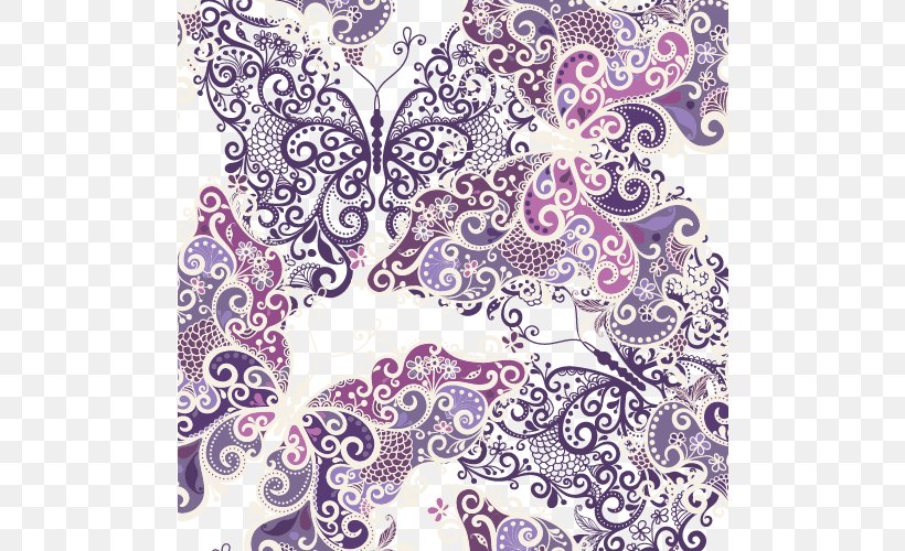 Butterfly Paisley, PNG, 500x500px, Butterfly, Art, Lavender, Lilac, Moths And Butterflies Download Free