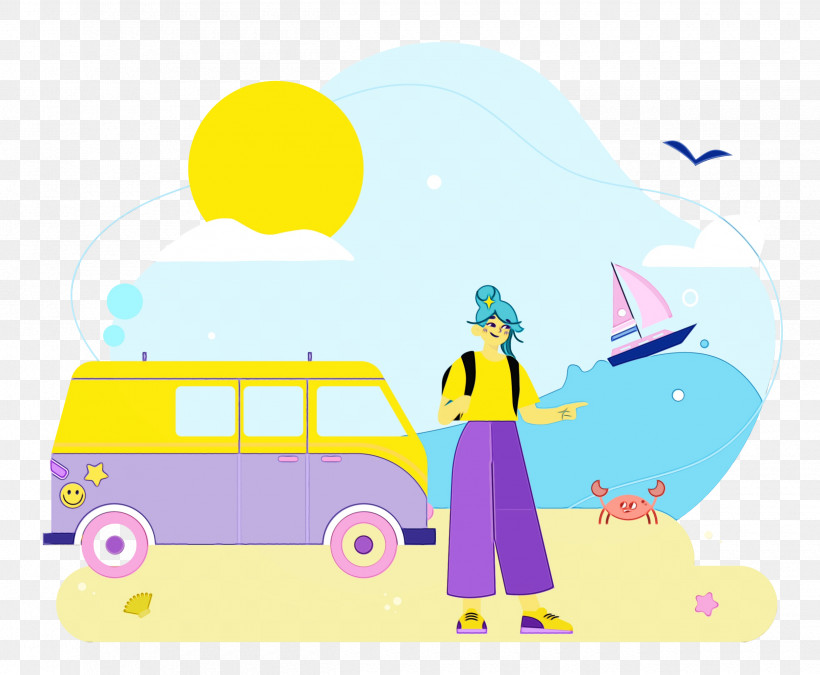 Summer Vacation, PNG, 2500x2059px, Vacation, Cartoon, Drawing, Landscape, Paint Download Free