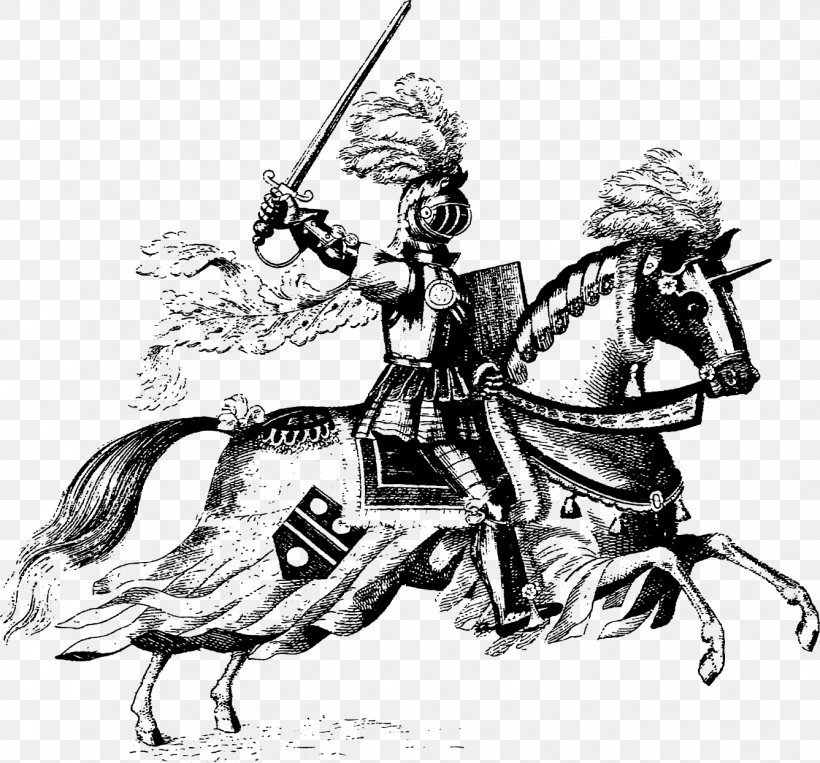 Middle Ages Horse Knight Jousting Clip Art, PNG, 1337x1245px, Middle Ages, Art, Barding, Black And White, Comics Artist Download Free