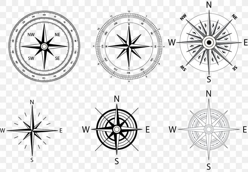 Compass Rose Clip Art, PNG, 990x689px, Compass, Art, Black And White, Compass Rose, Creativity Download Free