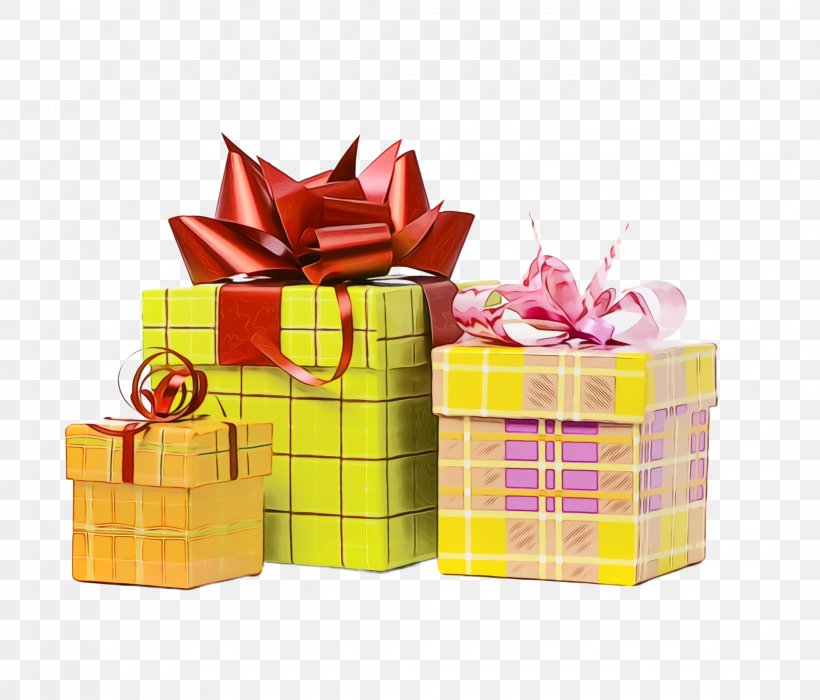 Present Gift Wrapping Yellow Box Hamper, PNG, 2164x1848px, Watercolor, Box, Gift Wrapping, Hamper, Paint Download Free