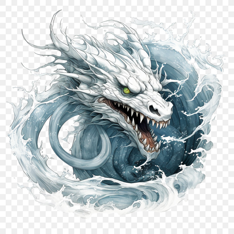 National Sea Serpent Day - White Dragon Emerging From Water PNG