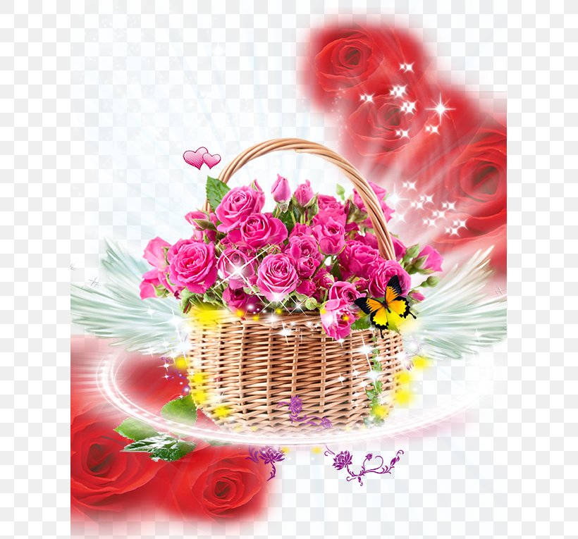 Basket Rose Pink Flower Bouquet, PNG, 619x765px, Basket, Centrepiece, Color, Cut Flowers, Flora Download Free