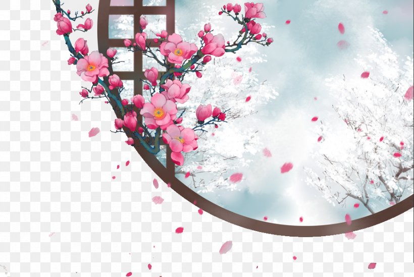 Zhonghong Xue Middle Plum Blossom Red, PNG, 901x604px, Plum Blossom, Art, Blossom, Branch, Cherry Blossom Download Free