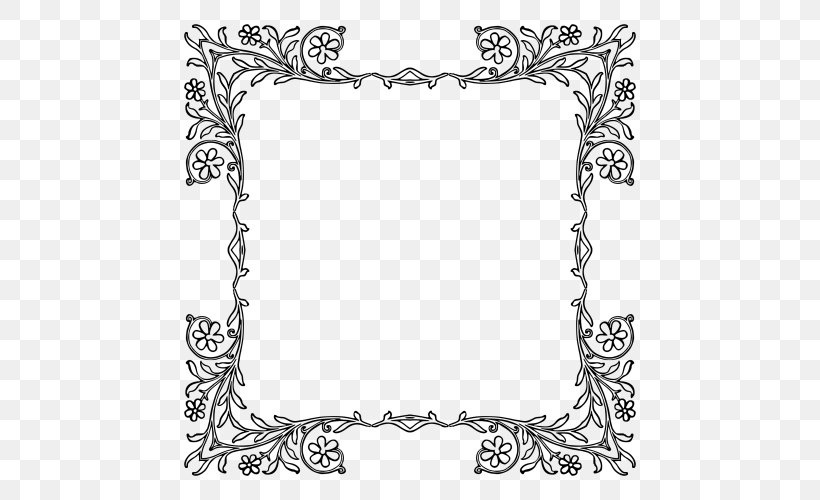 Borders And Frames Clip Art, PNG, 500x500px, Borders And Frames, Area, Black And White, Body Jewelry, Border Download Free