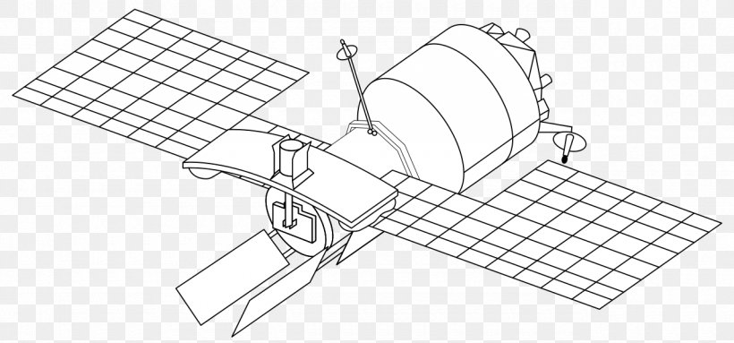 Drawing Almaz Satellite Space Station Vector Graphics, PNG, 1280x598px, Drawing, Almaz, Area, Black And White, Diagram Download Free