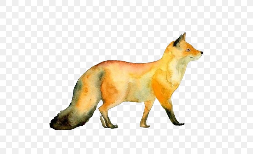 Red Fox Watercolor Painting Paper, PNG, 500x500px, Red Fox, Animal, Art, Carnivoran, Color Download Free