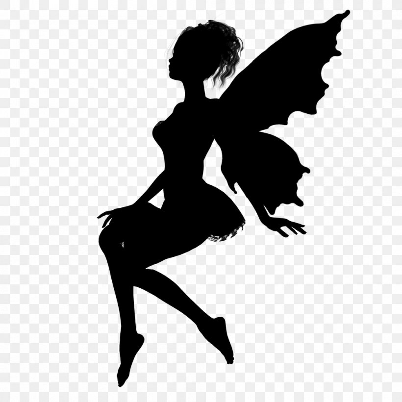 Fairy Silhouette Drawing Pixie, PNG, 1000x1000px, Fairy, Ballet Dancer, Black, Black And White, Dancer Download Free