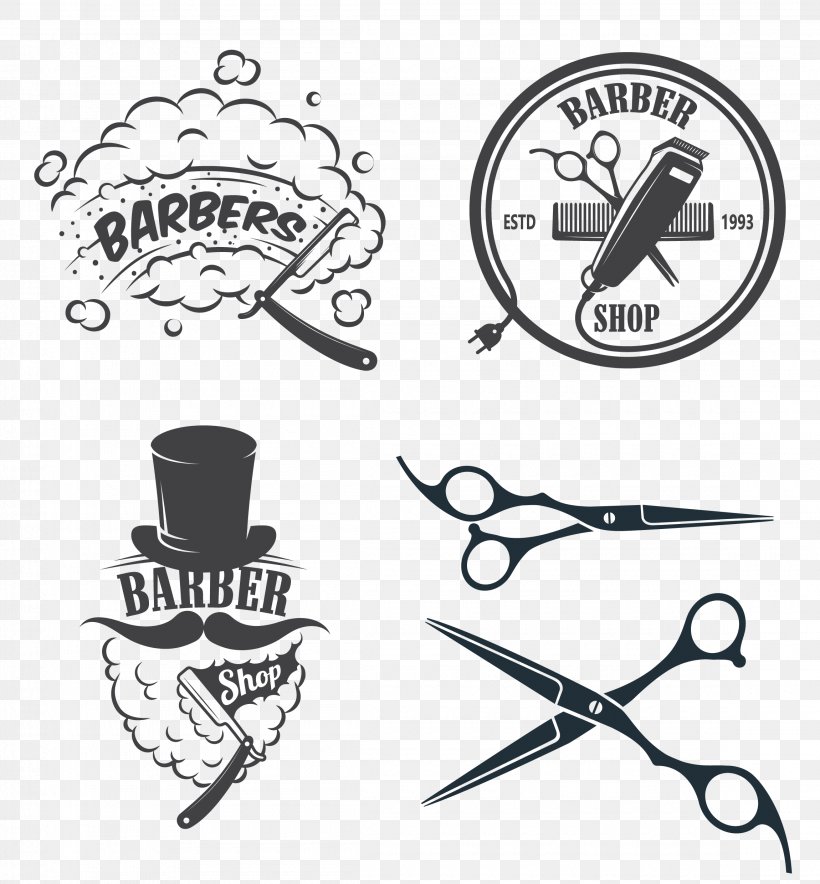 Barber Hairdresser Logo Beauty Parlour, PNG, 2300x2480px, Barber, Area, Barbershop, Black And White, Body Jewelry Download Free