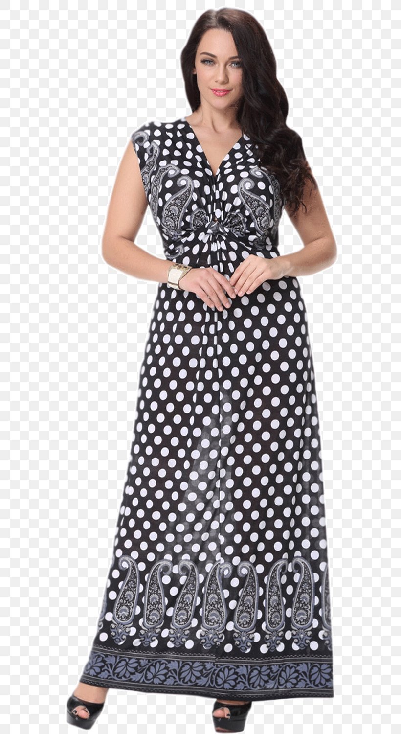Dress Polka Dot Sleeve Neckline Plus-size Clothing, PNG, 576x1500px, Dress, Aline, Black, Chiffon, Clothing Download Free
