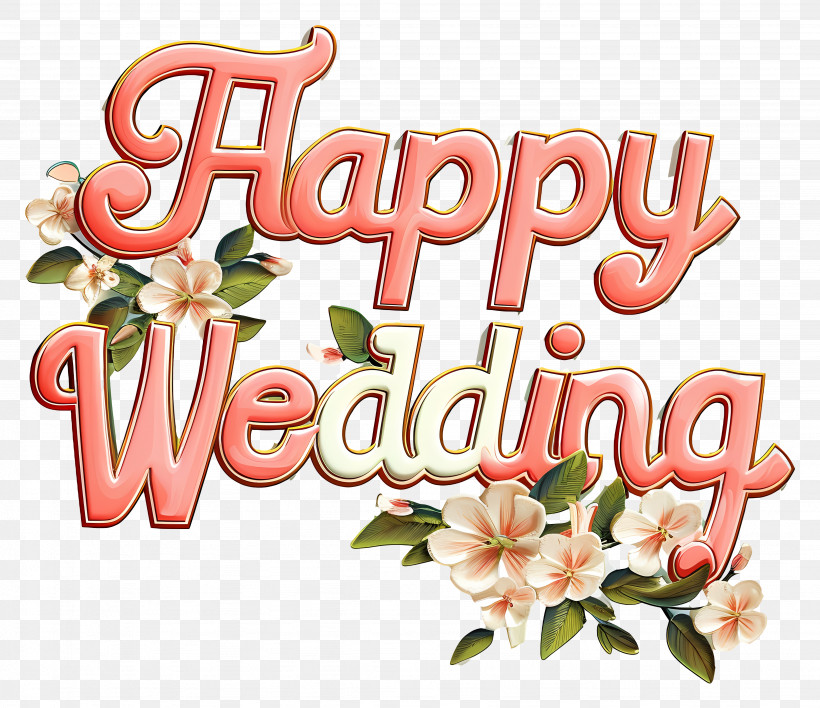Happy Wedding - Happy Wedding Themed Floral Design PNG