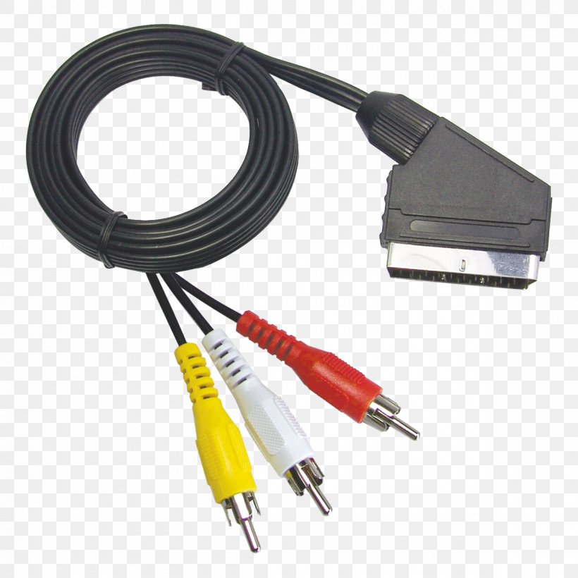 SCART RCA Connector Electrical Connector Electrical Cable Composite Video, PNG, 1200x1200px, Scart, Adapter, Cable, Component Video, Composite Video Download Free