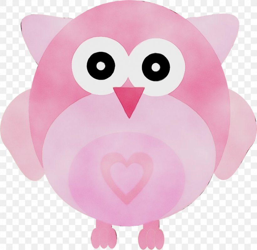 Owl Pink Cartoon Bird Bird Of Prey, PNG, 905x883px, Watercolor, Bird, Bird Of Prey, Cartoon, Heart Download Free