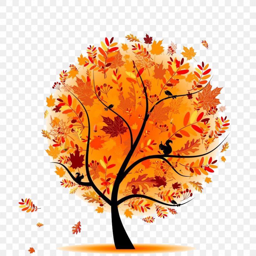 Autumn Tree Clip Art, PNG, 907x907px, Autumn, Autumn Leaf Color, Branch, Drawing, Flora Download Free