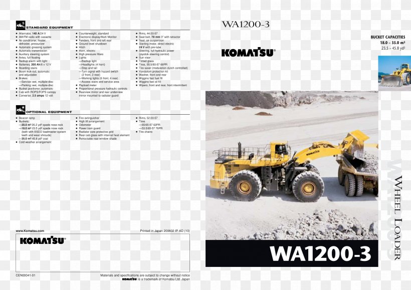 Komatsu Limited Heavy Machinery Loader Architectural Engineering, PNG, 3306x2336px, Komatsu Limited, Architectural Engineering, Auction, Brand, Brochure Download Free
