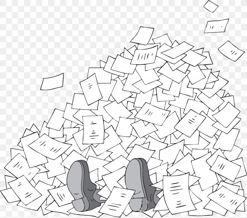 Paper Bureaucracy Royalty-free Clip Art Vector Graphics, PNG, 3829x3380px, Paper, Area, Artwork, Black And White, Bureaucracy Download Free