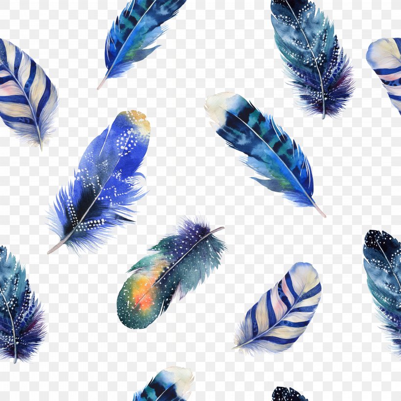 Bird Feather Watercolor Painting Drawing Illustration, PNG, 5906x5906px, Bird, Bitmap Textures, Bohochic, Drawing, Feather Download Free