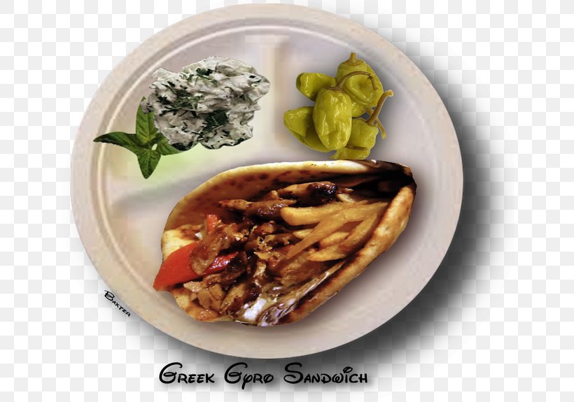 Gyro Breakfast Shawarma Vegetarian Cuisine Plate, PNG, 650x575px, Gyro, Breakfast, Cuisine, Dish, Dishware Download Free