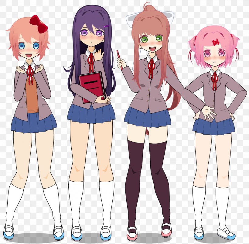 Doki Doki Literature Club! Character Theme Fiction, PNG, 1505x1475px, Watercolor, Cartoon, Flower, Frame, Heart Download Free