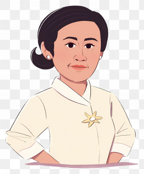 Kartini Day - Cartoon Woman Portrait Illustration PNG