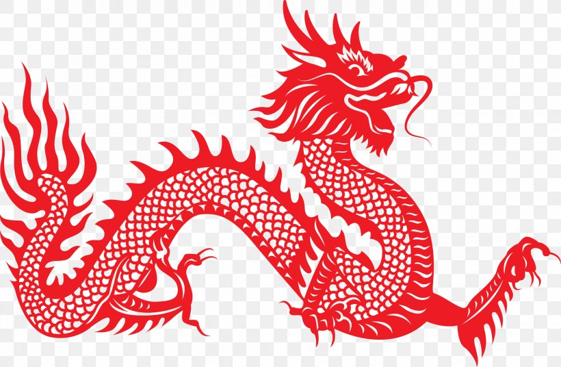 Chinese Dragon Papercutting Illustration, PNG, 3016x1973px, Chinese Dragon, Astrological Sign, Chinese New Year, Dragon, Drawing Download Free