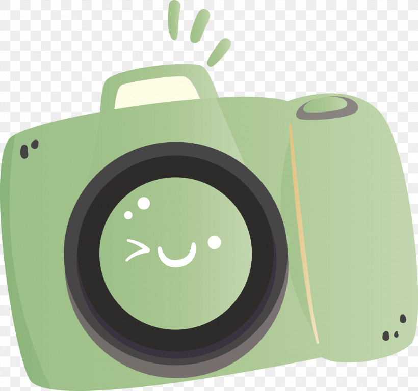 Green, PNG, 3000x2810px, Cartoon Camera, Green Download Free