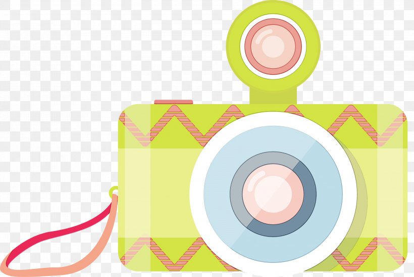 Cameras & Optics Camera Yellow Circle Pink, PNG, 3000x2005px, Watercolor, Camera, Cameras Optics, Paint, Pink Download Free