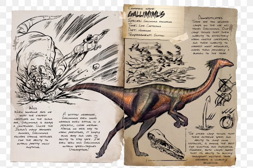 ARK: Survival Evolved Gallimimus Dinosaur Pegomastax Pteranodon, PNG, 4000x2660px, Ark Survival Evolved, Argentavis Magnificens, Dinosaur, Extinction, Fastest Animals Download Free