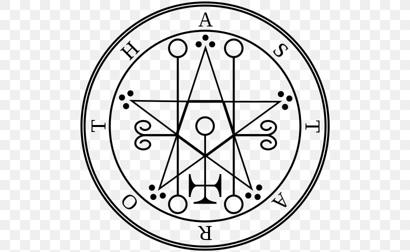 Lesser Key Of Solomon Astaroth Goetia Sigil, PNG, 504x504px, Lesser Key Of Solomon, Area, Astaroth, Black And White, Clock Download Free