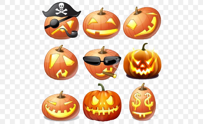 Jack-o'-lantern Calabaza Pumpkin Halloween, PNG, 500x500px, Jacko Lantern, Calabaza, Cucurbita, Food, Fruit Download Free